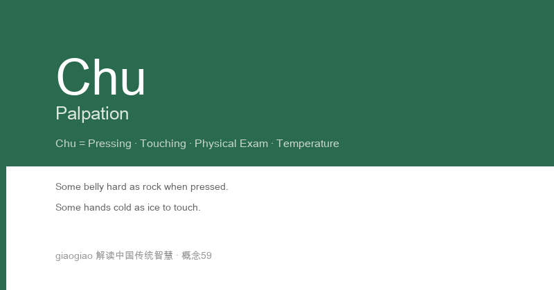 Touch: Palpation, deep diagnosis through hand contact