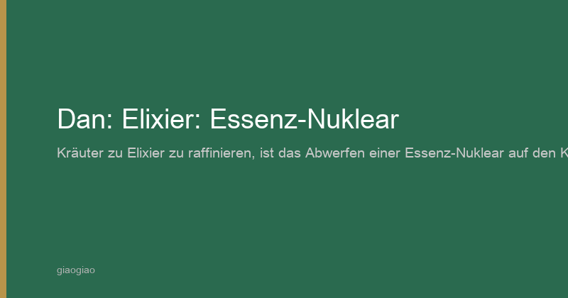 Dan: Elixierpillen: Konzentrierte Essenz