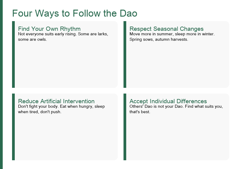 Five Methods to Follow the Dao
