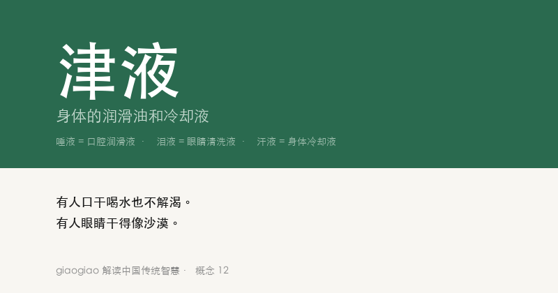津液：身体的润滑油和冷却液