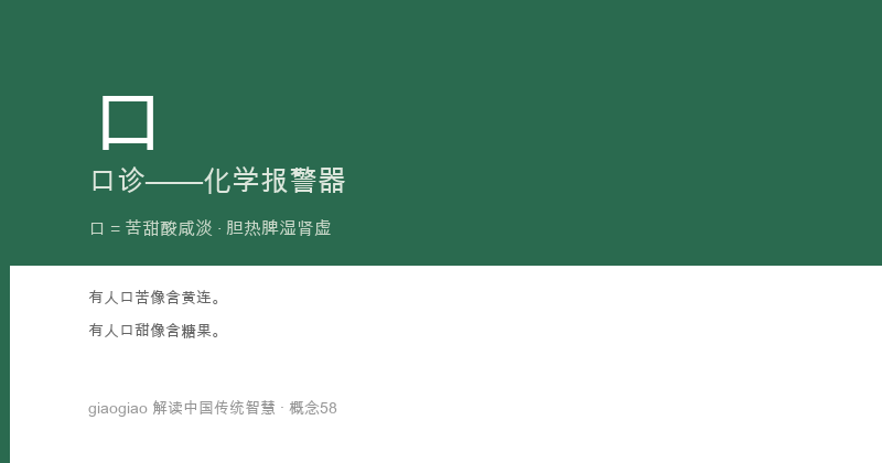 口：口诊，口味变化的脏腑信号