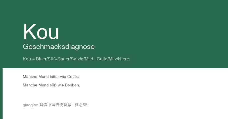 Kou: Mund-Diagnose, die Organsignale in Geschmacksveränderungen