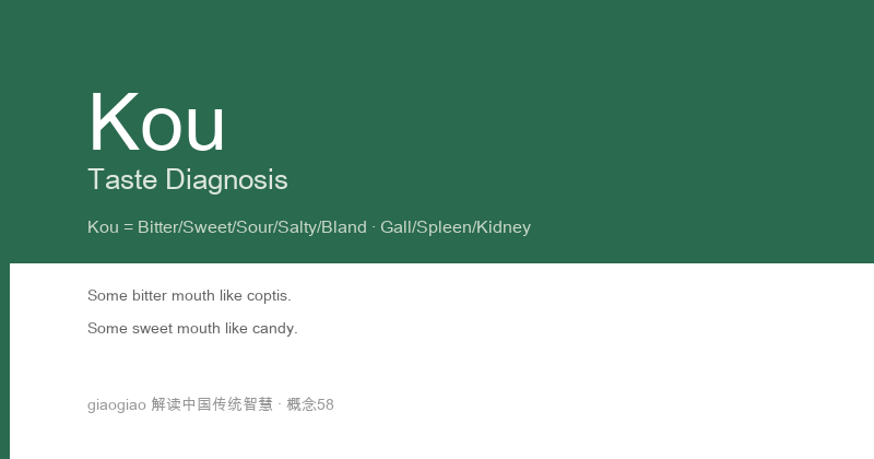 Kou: Mouth Diagnosis, the Organ Signals in Taste Changes