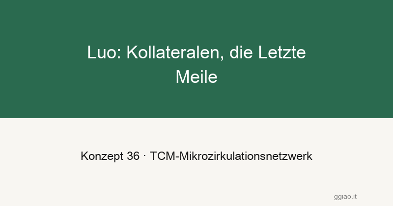 Luo: die Kapillaren des Meridian-Systems, die letzte Meile
