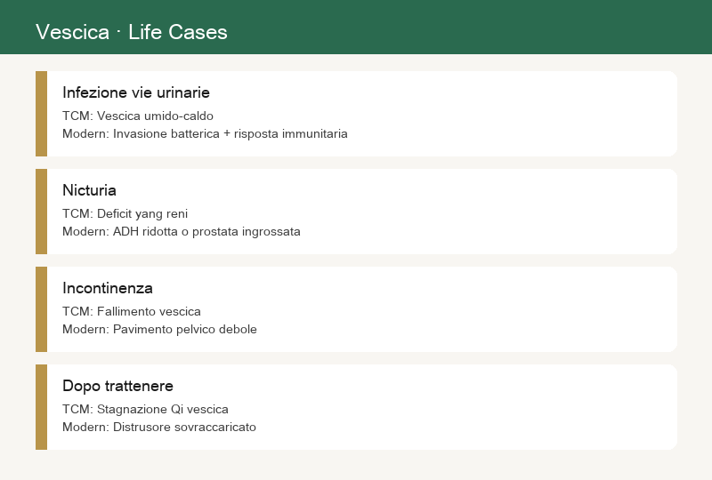 Casi di vita: pollachiuria, urina concentrata, edema delle gambe, infezione urinaria