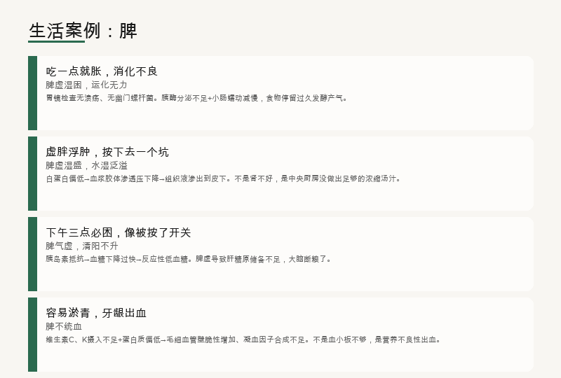 生活案例：腹胀、浮肿、下午犯困、容易淤青