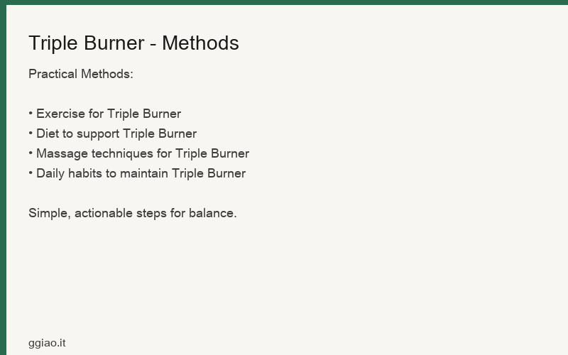 Five Methods to Unblock Triple Burner: Exercise, Massage, Foot Soak, Diet, Emotions
