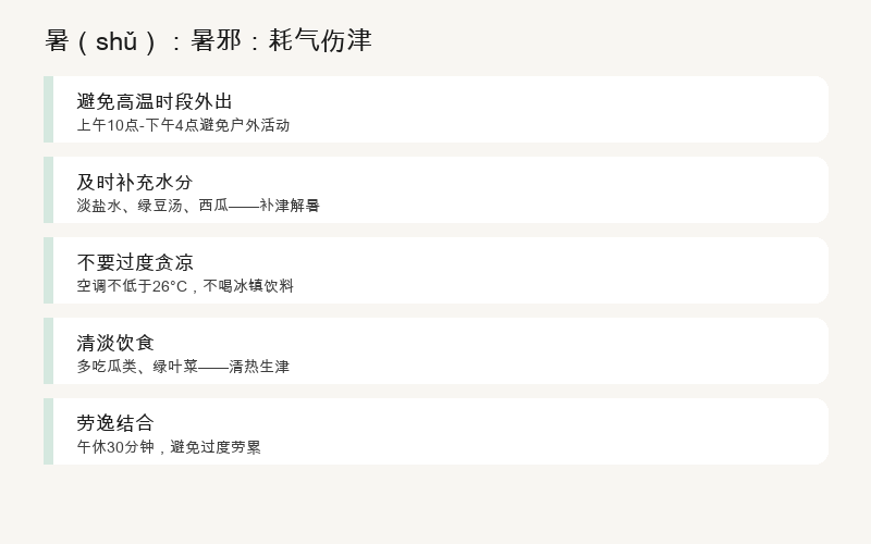 暑：暑邪：耗气伤津