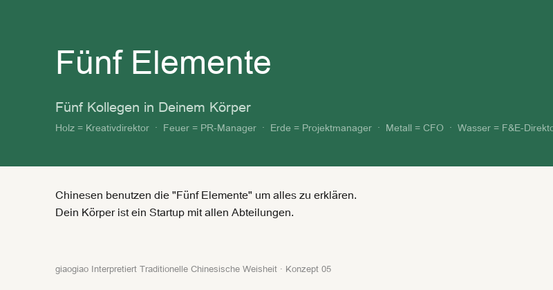Fünf Elemente: Fünf Kollegen in deinem Körper