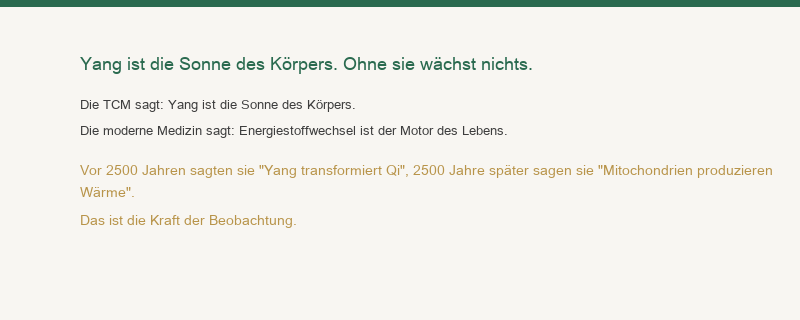 Yang-Qi ist die Sonne des Körpers