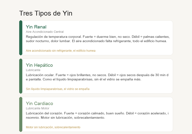 Tres Tipos de Yin: Yin del Riñón, Yin del Hígado, Yin del Corazón