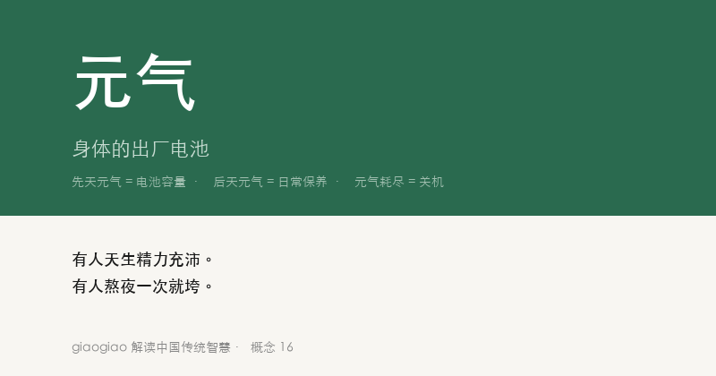元气：身体的出厂电池