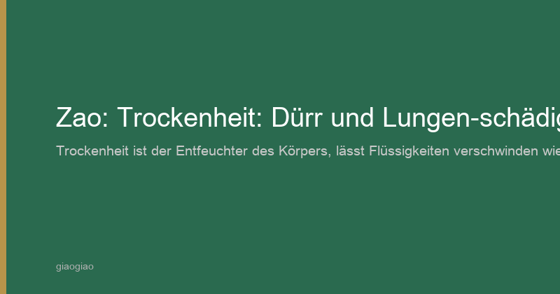 Trockenheit (zào) — Das Trockenheits-Übel: Trockenheit Schädigt die Lungen