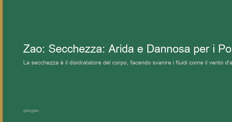 Asciuttezza (zào) — L'Etere di Asciuttezza: Secchezza che Danneggia i Polmoni