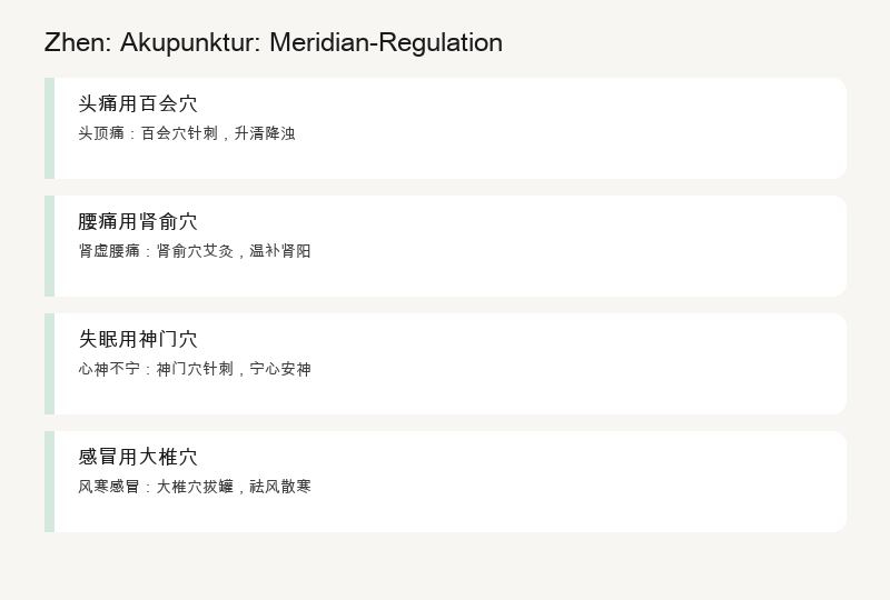 Zhen: Akupunktur, Meridian-Regulation