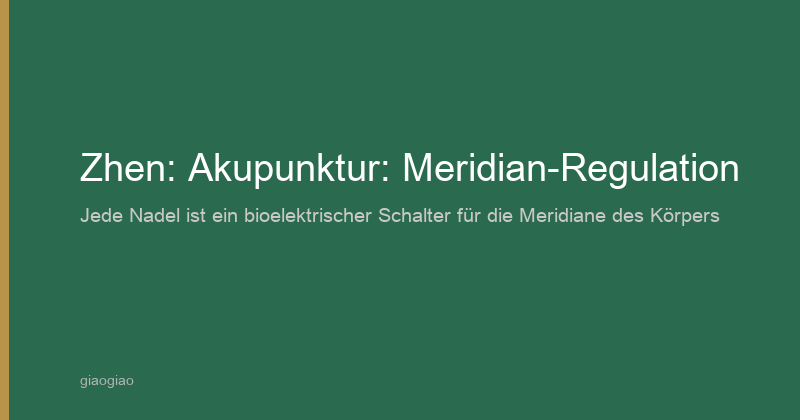 Zhen: Akupunktur, Meridian-Regulation