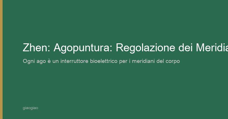 Zhen: Agopuntura, Regolazione dei Meridiani