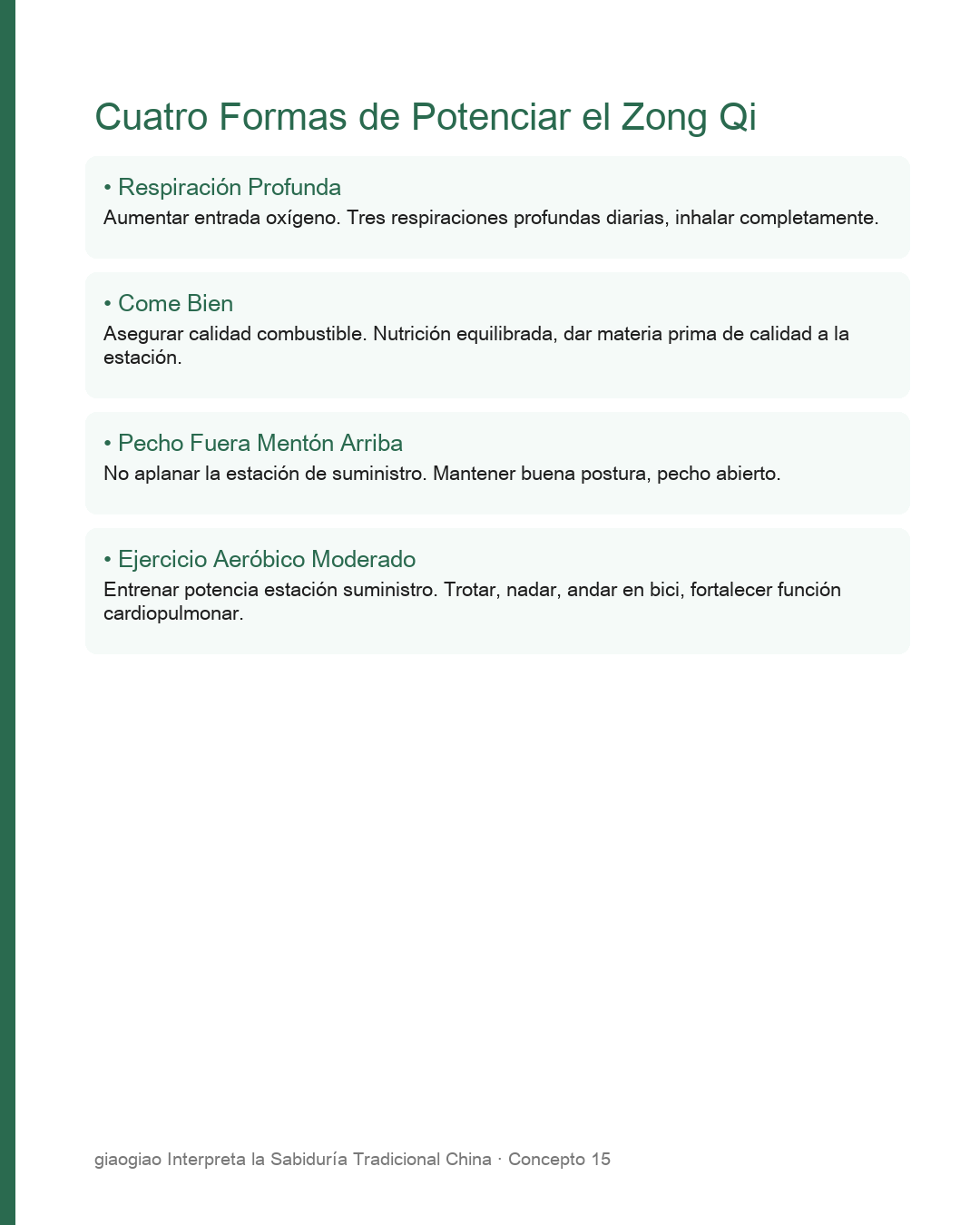 Cuatro formas de tonificar el Zongqi: respiración profunda, comer bien, espalda recta, ejercicio aeróbico moderado